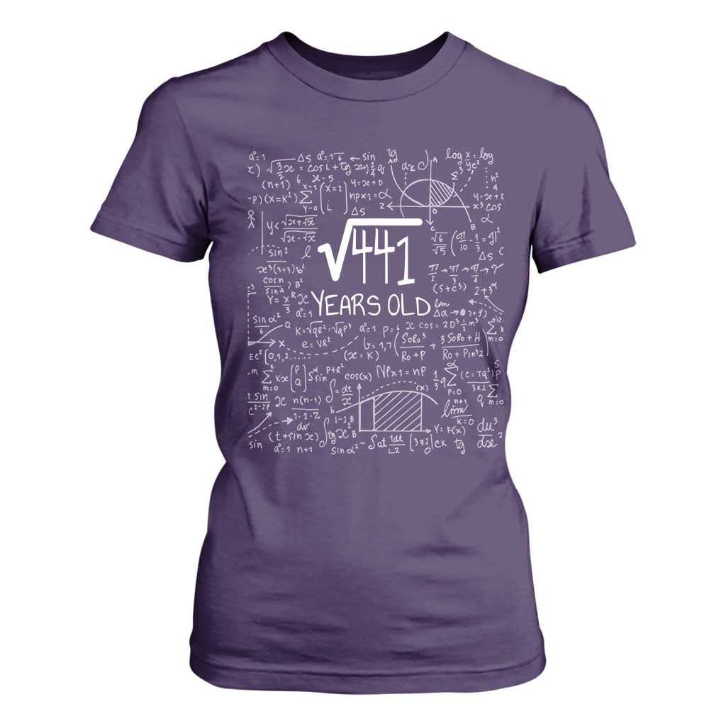 21st Birthday Math T Shirt For Women Square Root of 441 Funny Math Nerd 21 Year Old Gift