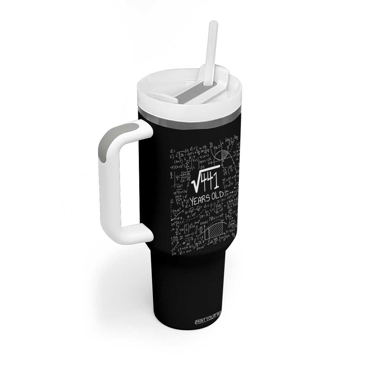 21st Birthday Math Tumbler With Handle Square Root of 441 Funny Math Nerd 21 Year Old Gift