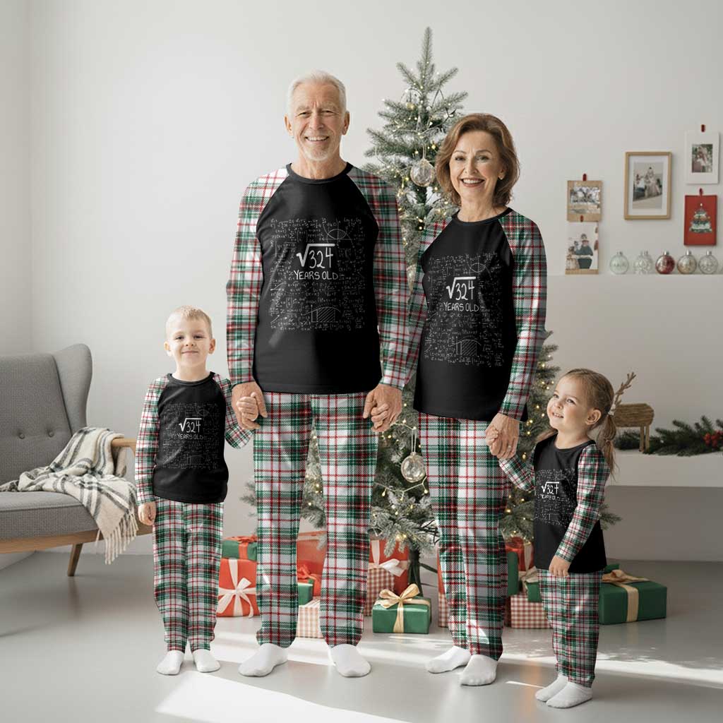 18th Birthday Math Plaid Pajama Set Square Root of 324 Funny Math Nerd 18 Year Old Gift