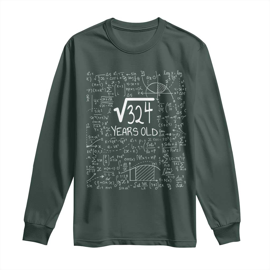 18th Birthday Math Long Sleeve Shirt Square Root of 324 Funny Math Nerd 18 Year Old Gift