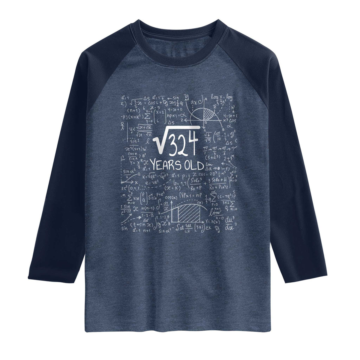 18th Birthday Math Raglan Shirt Square Root of 324 Funny Math Nerd 18 Year Old Gift