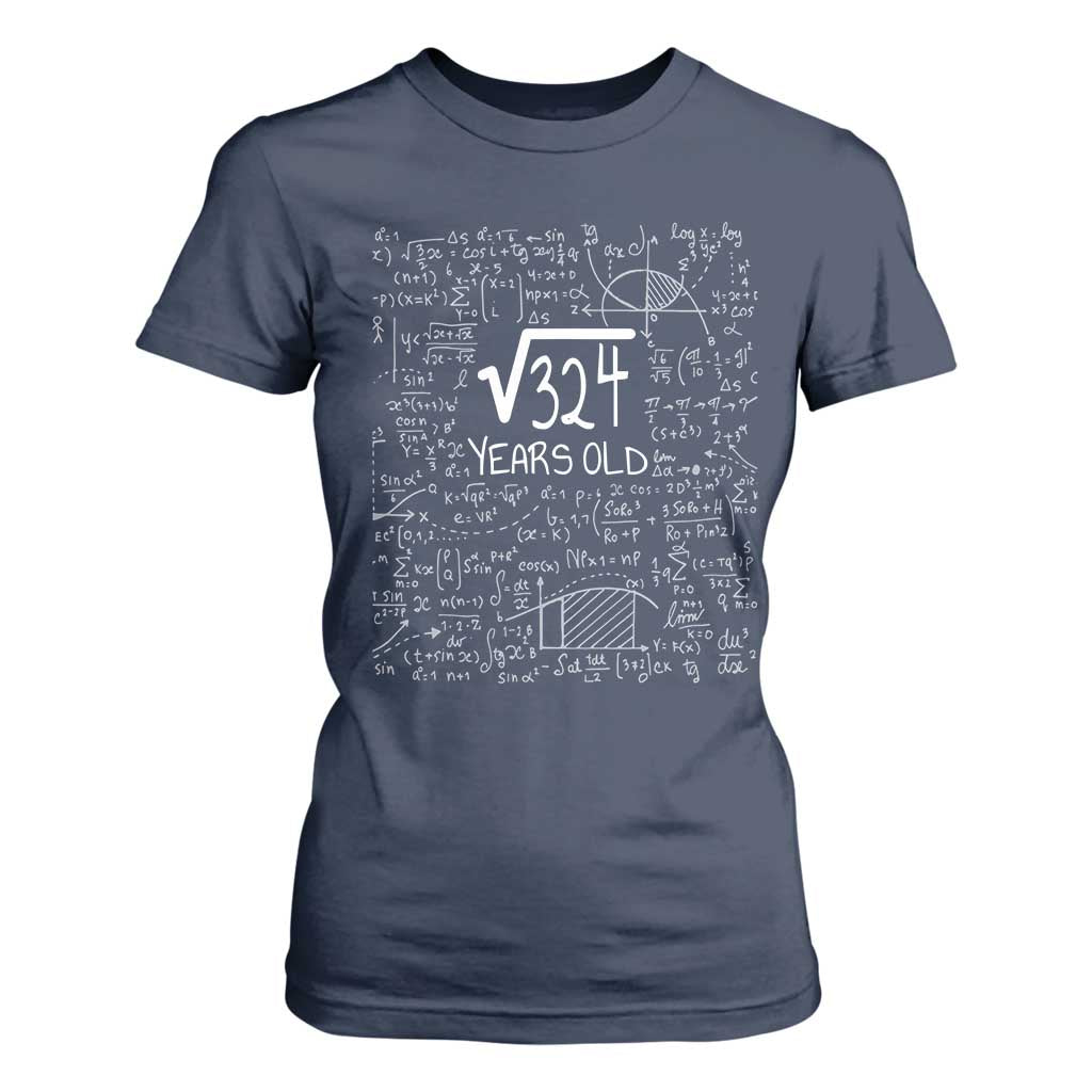 18th Birthday Math T Shirt For Women Square Root of 324 Funny Math Nerd 18 Year Old Gift