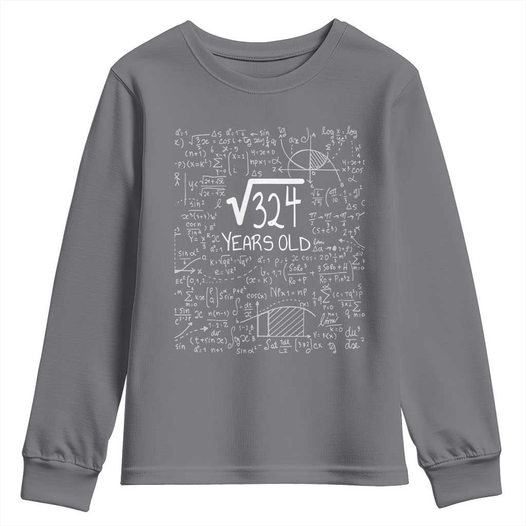 18th Birthday Math Youth Sweatshirt Square Root of 324 Funny Math Nerd 18 Year Old Gift
