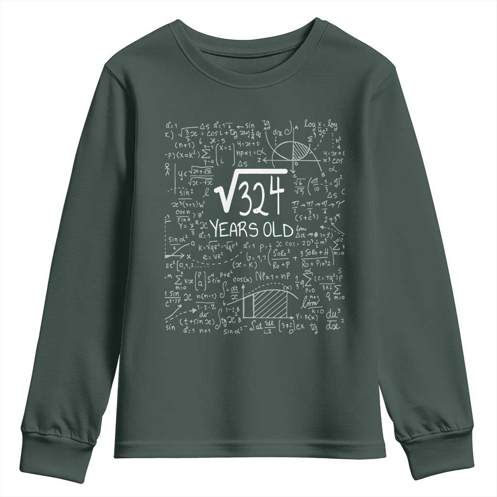18th Birthday Math Youth Sweatshirt Square Root of 324 Funny Math Nerd 18 Year Old Gift