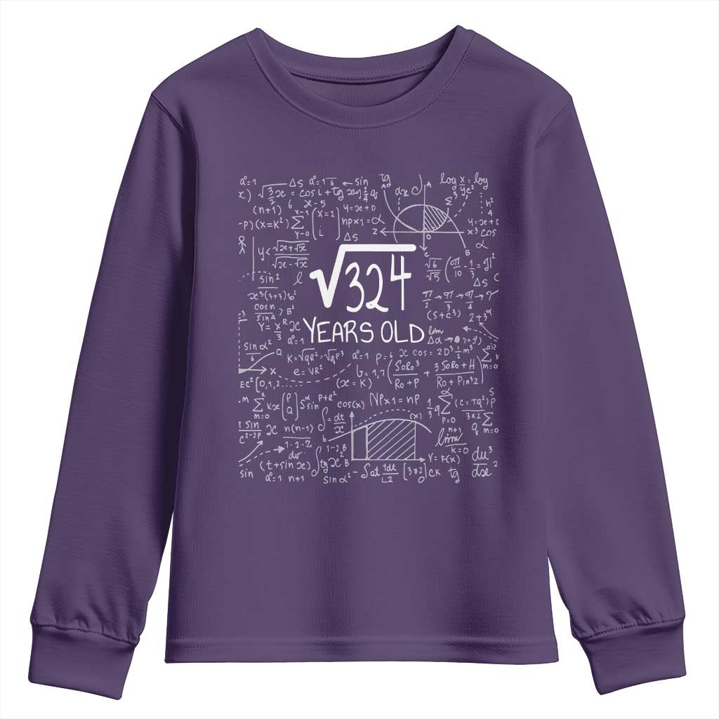 18th Birthday Math Youth Sweatshirt Square Root of 324 Funny Math Nerd 18 Year Old Gift