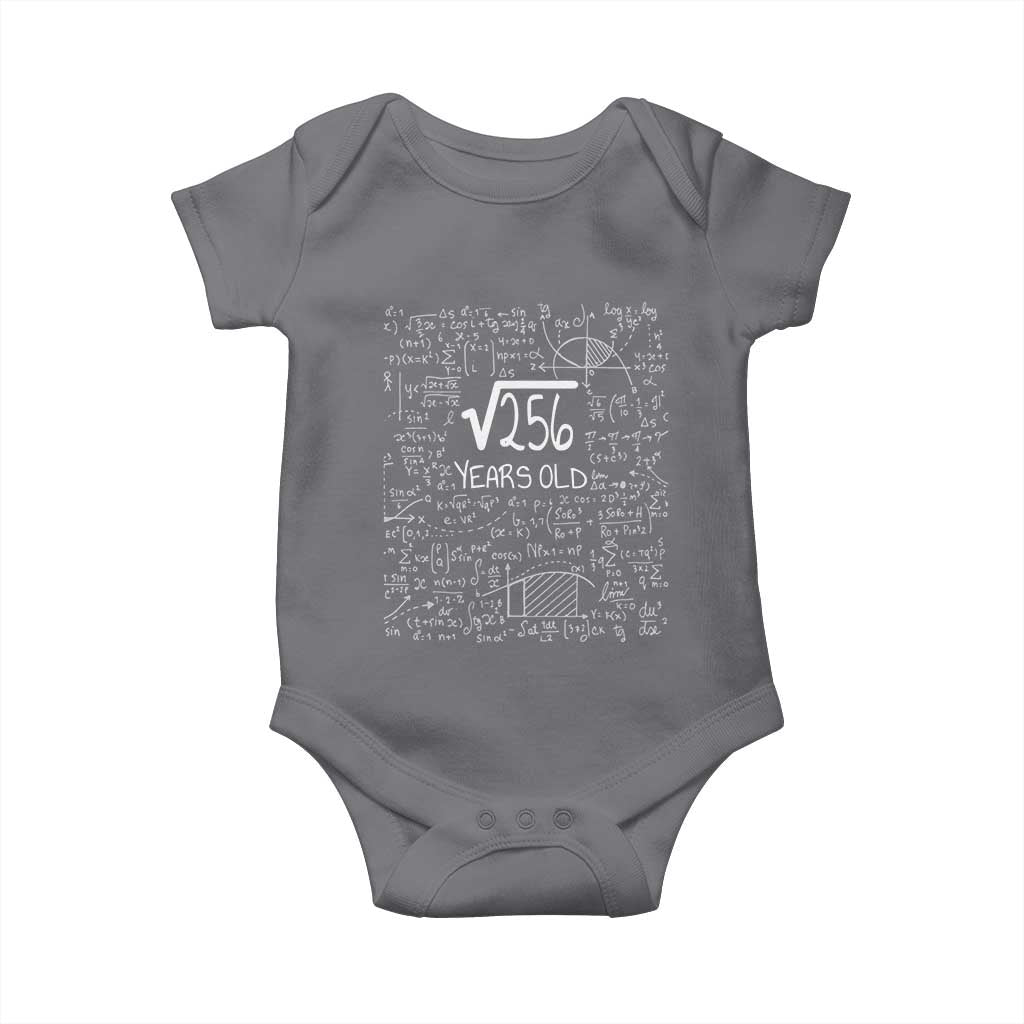 16th Birthday Math Baby Onesie Square Root of 256 Funny Math Nerd 16 Year Old Gift