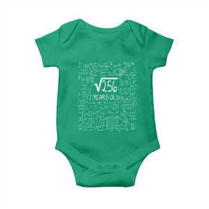 16th Birthday Math Baby Onesie Square Root of 256 Funny Math Nerd 16 Year Old Gift