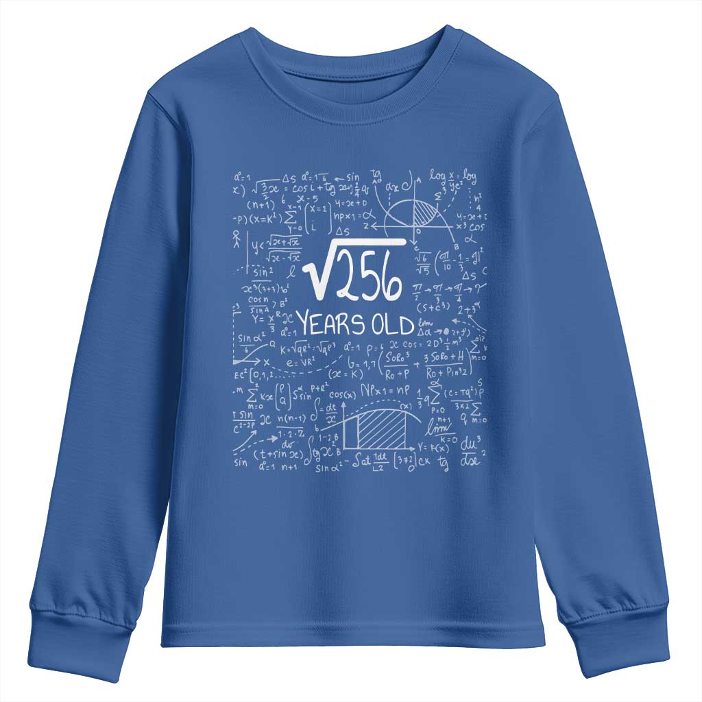 16th Birthday Math Youth Sweatshirt Square Root of 256 Funny Math Nerd 16 Year Old Gift
