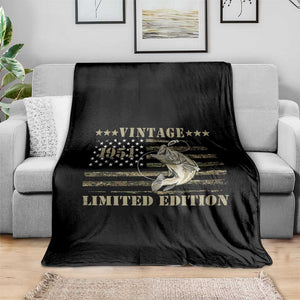 75th Birthday Fishing Vintage 1951 Limited Edition Throw Blanket Bass Fishing Camouflage American Flag Fisherman Gift