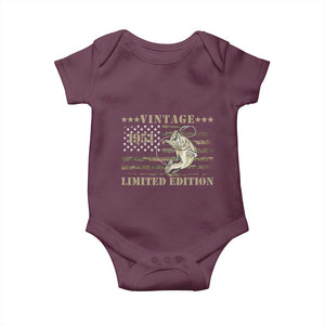 75th Birthday Fishing Vintage 1951 Limited Edition Baby Onesie Bass Fishing Camouflage American Flag Fisherman Gift