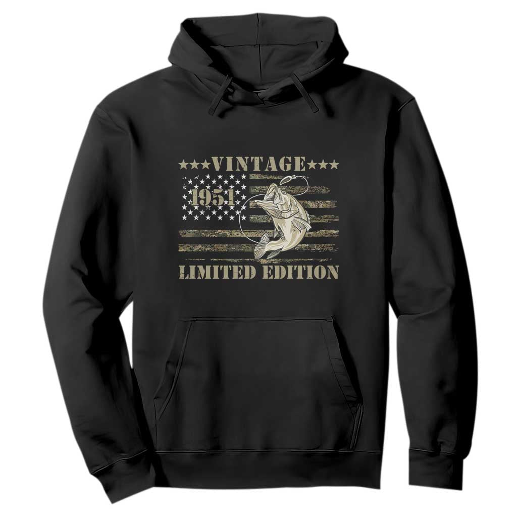 75th Birthday Fishing Vintage 1951 Limited Edition Hoodie Bass Fishing Camouflage American Flag Fisherman Gift