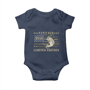70th Birthday Fishing Vintage 1956 Limited Edition Baby Onesie Bass Fishing Camouflage American Flag Fisherman Gift