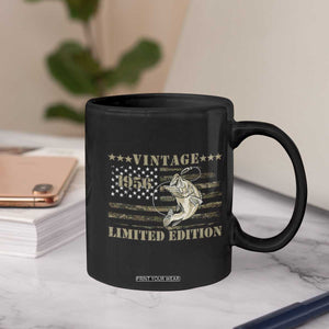 70th Birthday Fishing Vintage 1956 Limited Edition Coffee Mug Bass Fishing Camouflage American Flag Fisherman Gift
