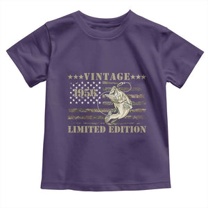 70th Birthday Fishing Vintage 1956 Limited Edition Toddler T Shirt Bass Fishing Camouflage American Flag Fisherman Gift