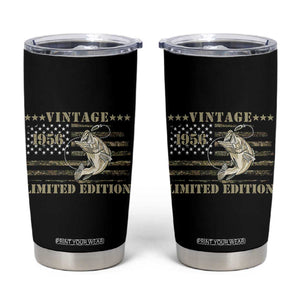 70th Birthday Fishing Vintage 1956 Limited Edition Tumbler Cup Bass Fishing Camouflage American Flag Fisherman Gift