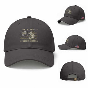 65th Birthday Fishing Vintage 1961 Limited Edition Baseball Cap Bass Fishing Camouflage American Flag Fisherman Gift