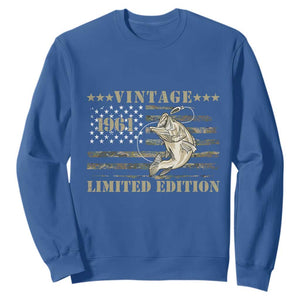 65th Birthday Fishing Vintage 1961 Limited Edition Sweatshirt Bass Fishing Camouflage American Flag Fisherman Gift
