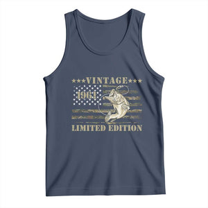 65th Birthday Fishing Vintage 1961 Limited Edition Tank Top Bass Fishing Camouflage American Flag Fisherman Gift