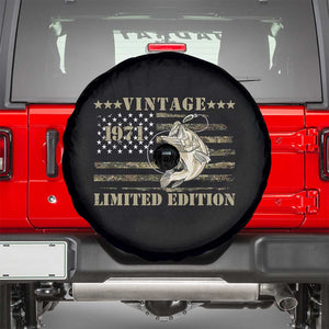55th Birthday Fishing Vintage 1971 Limited Edition Spare Tire Cover Bass Fishing Camouflage American Flag Fisherman Gift