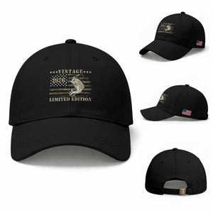 50th Birthday Fishing Vintage 1976 Limited Edition Baseball Cap Bass Fishing Camouflage American Flag Fisherman Gift