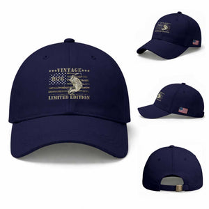 50th Birthday Fishing Vintage 1976 Limited Edition Baseball Cap Bass Fishing Camouflage American Flag Fisherman Gift