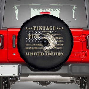 50th Birthday Fishing Vintage 1976 Limited Edition Spare Tire Cover Bass Fishing Camouflage American Flag Fisherman Gift