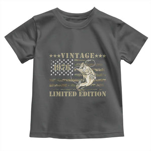 50th Birthday Fishing Vintage 1976 Limited Edition Toddler T Shirt Bass Fishing Camouflage American Flag Fisherman Gift
