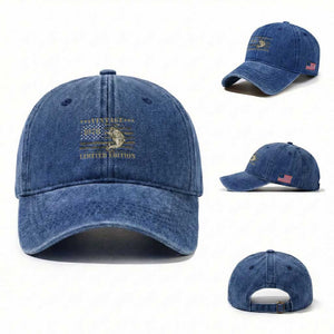 50th Birthday Fishing Vintage 1976 Limited Edition Washed Cotton Baseball Cap Bass Fishing Camouflage American Flag Fisherman Gift