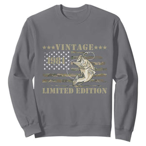 45th Birthday Fishing Vintage 1981 Limited Edition Sweatshirt Bass Fishing Camouflage American Flag Fisherman Gift