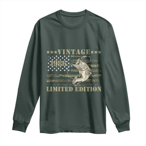 40th Birthday Fishing Vintage 1986 Limited Edition Long Sleeve Shirt Bass Fishing Camouflage American Flag Fisherman Gift