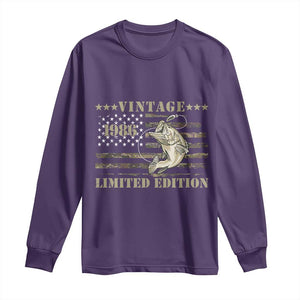 40th Birthday Fishing Vintage 1986 Limited Edition Long Sleeve Shirt Bass Fishing Camouflage American Flag Fisherman Gift