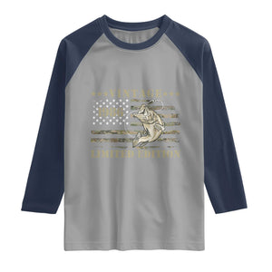 40th Birthday Fishing Vintage 1986 Limited Edition Raglan Shirt Bass Fishing Camouflage American Flag Fisherman Gift