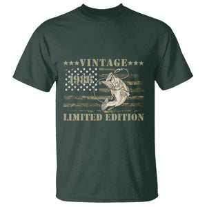 40th Birthday Fishing Vintage 1986 Limited Edition T Shirt Bass Fishing Camouflage American Flag Fisherman Gift