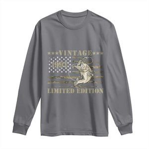 35th Birthday Fishing Vintage 1991 Limited Edition Long Sleeve Shirt Bass Fishing Camouflage American Flag Fisherman Gift