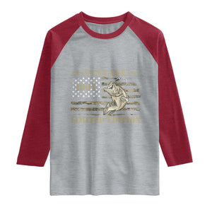 35th Birthday Fishing Vintage 1991 Limited Edition Raglan Shirt Bass Fishing Camouflage American Flag Fisherman Gift