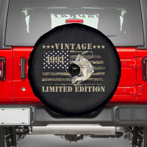 35th Birthday Fishing Vintage 1991 Limited Edition Spare Tire Cover Bass Fishing Camouflage American Flag Fisherman Gift