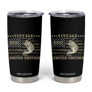 35th Birthday Fishing Vintage 1991 Limited Edition Tumbler Cup Bass Fishing Camouflage American Flag Fisherman Gift