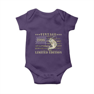 30th Birthday Fishing Vintage 1996 Limited Edition Baby Onesie Bass Fishing Camouflage American Flag Fisherman Gift