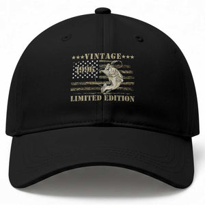 30th Birthday Fishing Vintage 1996 Limited Edition Baseball Cap Bass Fishing Camouflage American Flag Fisherman Gift