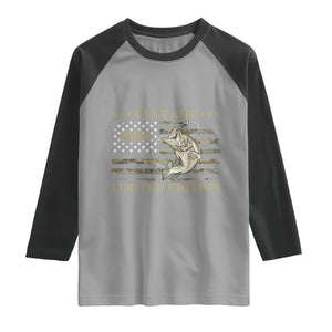30th Birthday Fishing Vintage 1996 Limited Edition Raglan Shirt Bass Fishing Camouflage American Flag Fisherman Gift
