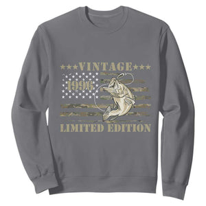 30th Birthday Fishing Vintage 1996 Limited Edition Sweatshirt Bass Fishing Camouflage American Flag Fisherman Gift