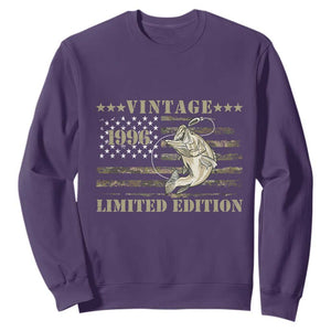 30th Birthday Fishing Vintage 1996 Limited Edition Sweatshirt Bass Fishing Camouflage American Flag Fisherman Gift