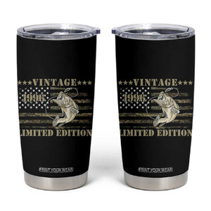 30th Birthday Fishing Vintage 1996 Limited Edition Tumbler Cup Bass Fishing Camouflage American Flag Fisherman Gift