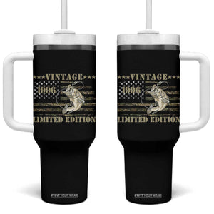 30th Birthday Fishing Vintage 1996 Limited Edition Tumbler With Handle Bass Fishing Camouflage American Flag Fisherman Gift