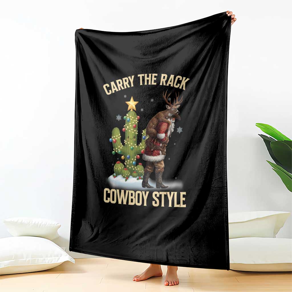 Funny Santa Hunting Throw Blanket Carry The Rack Cowboy Style TS14 Print Your Wear