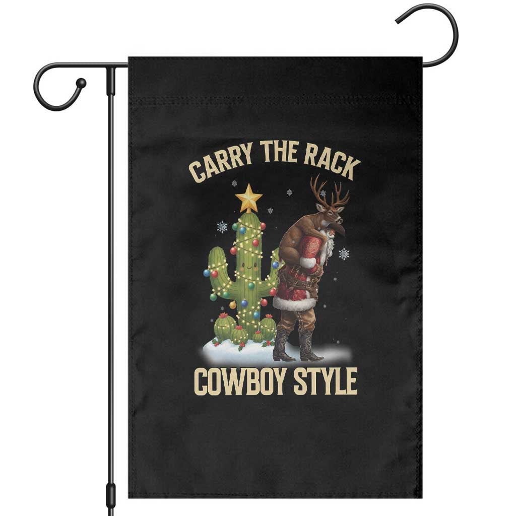 Funny Santa Hunting Garden Flag Carry The Rack Cowboy Style TS14 Black Print Your Wear