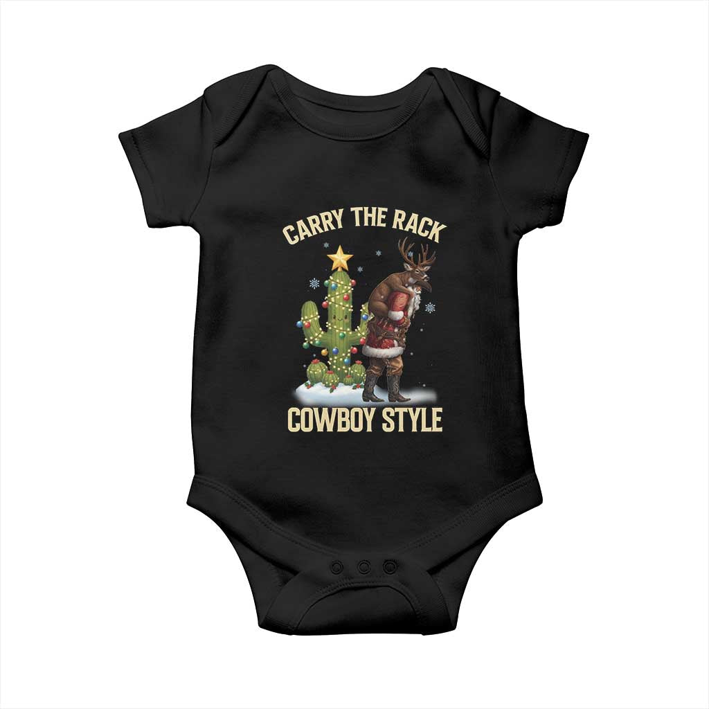 Funny Santa Hunting Baby Onesie Carry The Rack Cowboy Style TS14 Black Print Your Wear