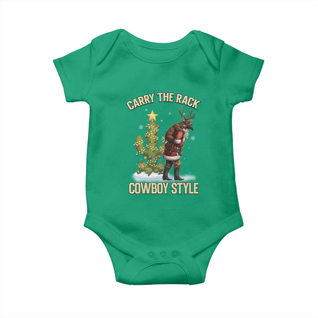 Funny Santa Hunting Baby Onesie Carry The Rack Cowboy Style TS14 Irish Green Print Your Wear