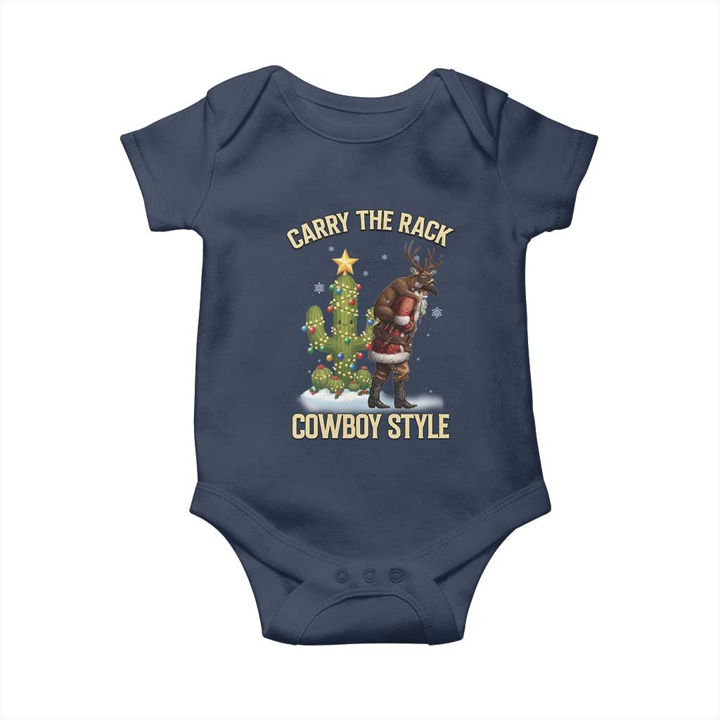 Funny Santa Hunting Baby Onesie Carry The Rack Cowboy Style TS14 Navy Print Your Wear