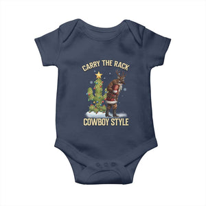 Funny Santa Hunting Baby Onesie Carry The Rack Cowboy Style TS14 Navy Print Your Wear